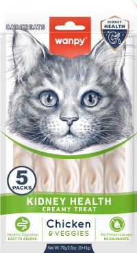 Wanpy - Cat Functional Creamy Lickable Treat Kidney Health Chicken & Veggies 70g (5x14g) - 70g (5 Stk., 70 g)