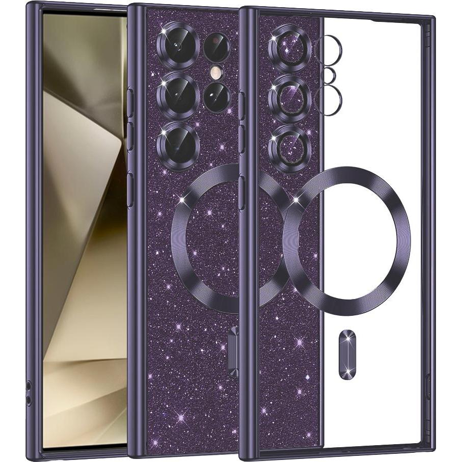 Techsuit - Luxury Glitter MagSafe - Samsung Galaxy S24 Ultra - Deep Purple (Samsung Galaxy S24 Ultra), Cover smartphone, Viola