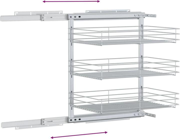 Produktbild Diverse Hardware 3-stufiger Ausziehbarer Küchen-Drahtkorb Silbern 47x35x56 cm (1 x, 47 x 35 x 56 cm)