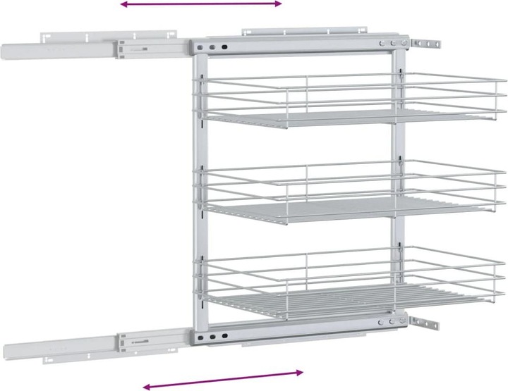 Immagine prodotto Diverse Hardware 3-stufiger Ausziehbarer Küchen-Drahtkorb Silbern 47x35x56 cm (1 x, 47 x 35 x 56 cm)