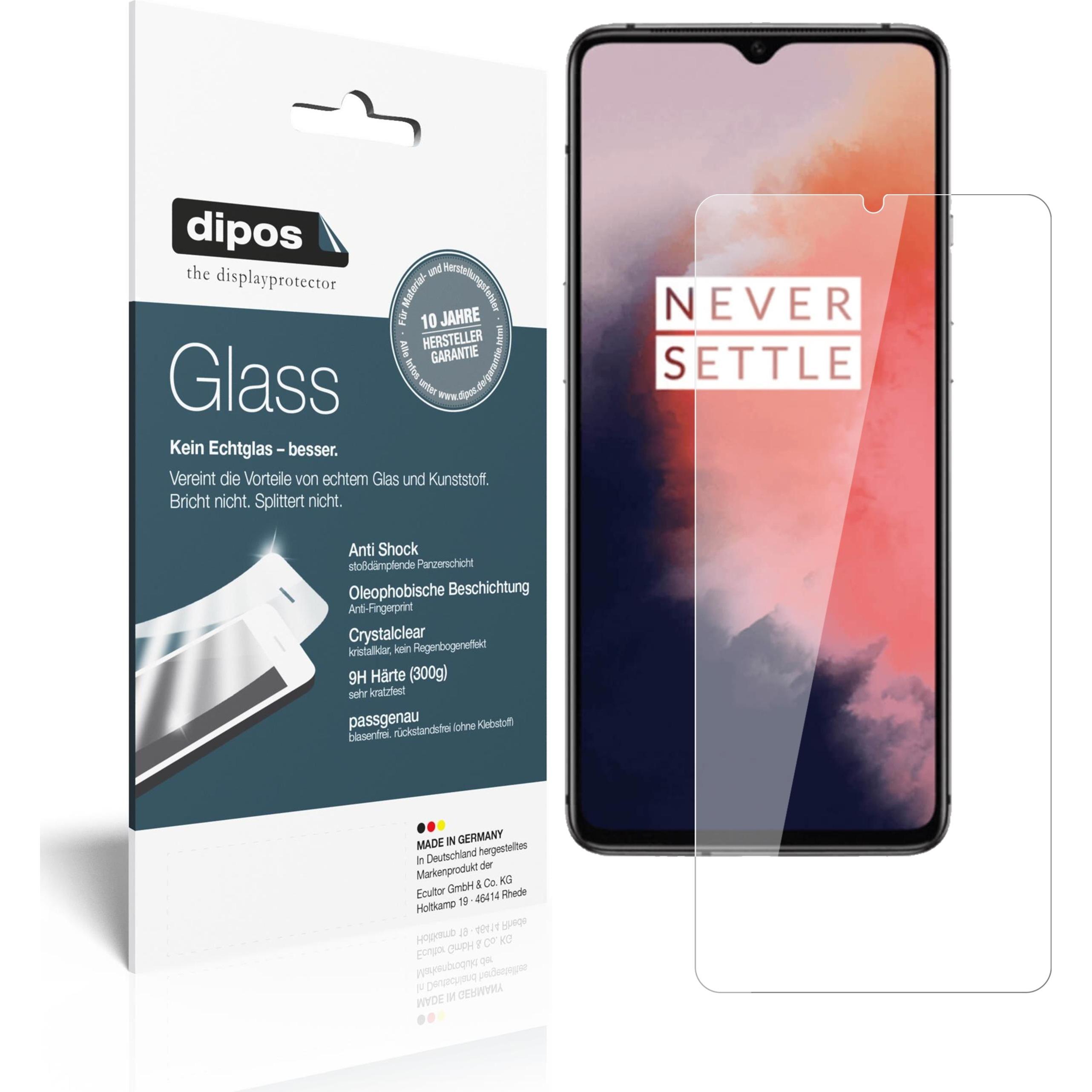 Dipos Displayschutz Anti-Shock (1 Stück, OnePlus 7T), Smartphone Schutzfolie, Transparent