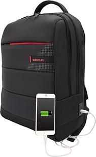 Actual product image Bestlife Backpack 15,6" with USB and Type-C black/red W x H x D mm: 330 x 190 x 490 for: 15,6"