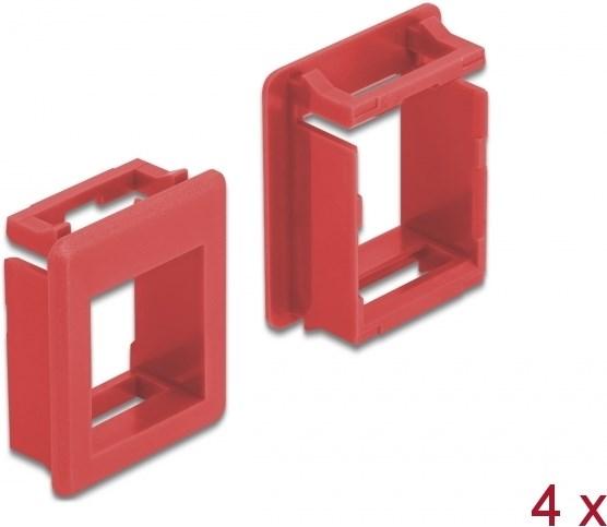 Image du produit Delock Couvercle de module Support encliquetable - montage en armoire - rouge (pack de 4)