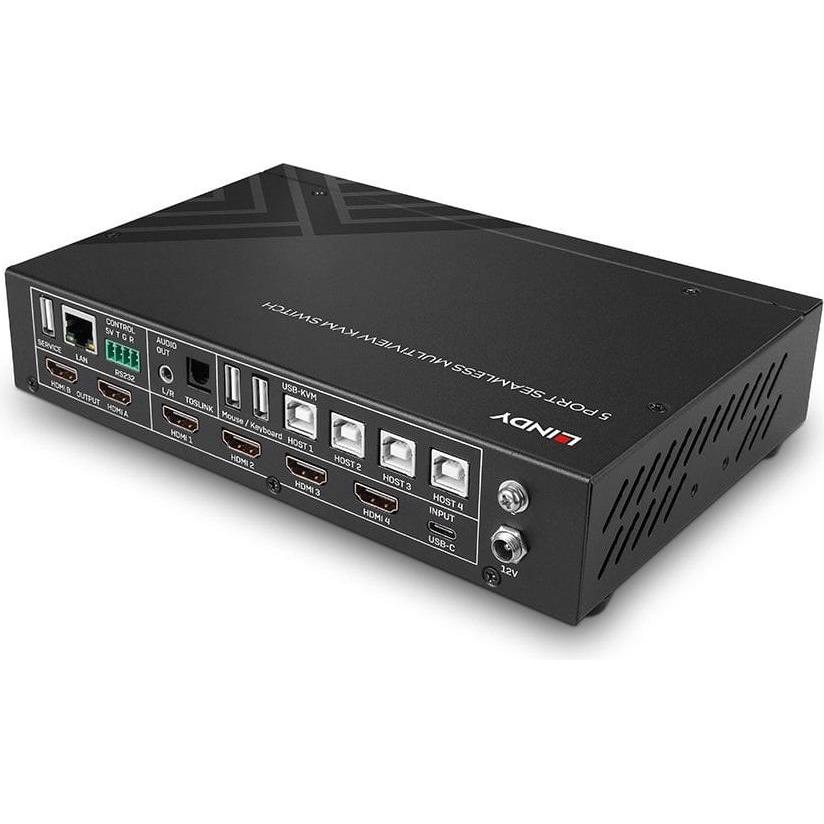 Thumbnail - Lindy 5 Port Seamless Multiview, KVM Switch, Schwarz