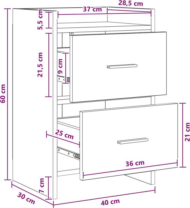 Immagine prodotto vidaXL Nachttisch (30 x 40 x 60 cm)