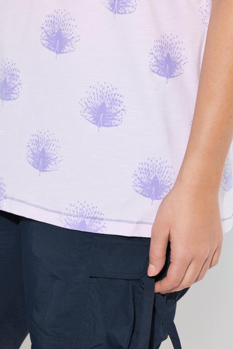 Produktbild Ulla Popken T-Shirt, Pfauen, Oversized, V-Ausschnitt, Halbarm (60)