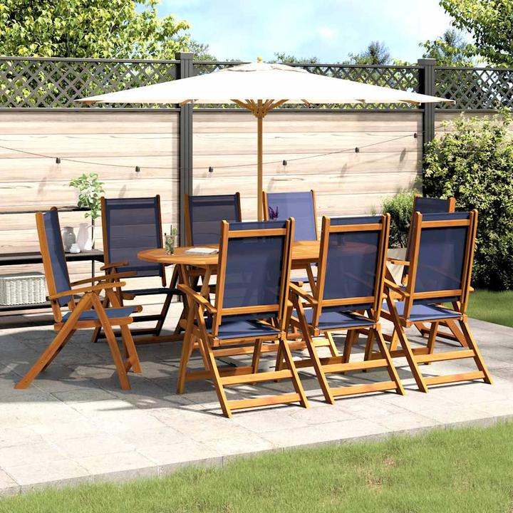 Actual product image vidaXL Garden furniture dining set garden set 9-piece solid wood acacia textilene (160 cm)