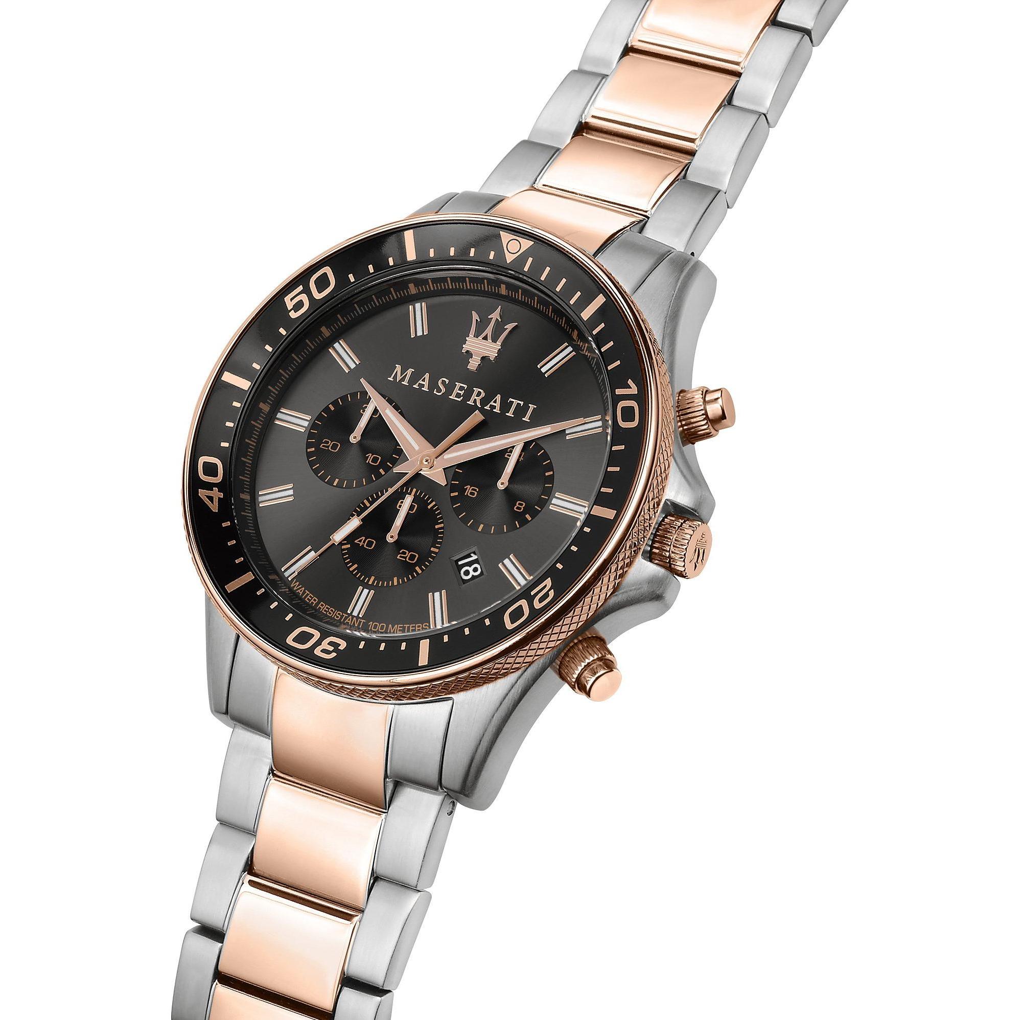 Maserati, Armbanduhr, Sfida, Silber, (Chronograph, 44 mm)