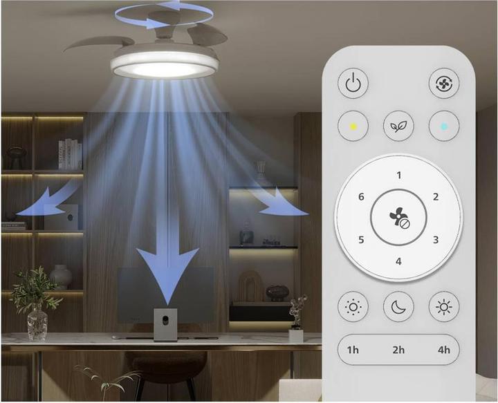 Actual product image Philips Ceiling fan with retractable blades, led 3 cct, dc 28 w + 35 w, bliss model, white, ø106 cm
