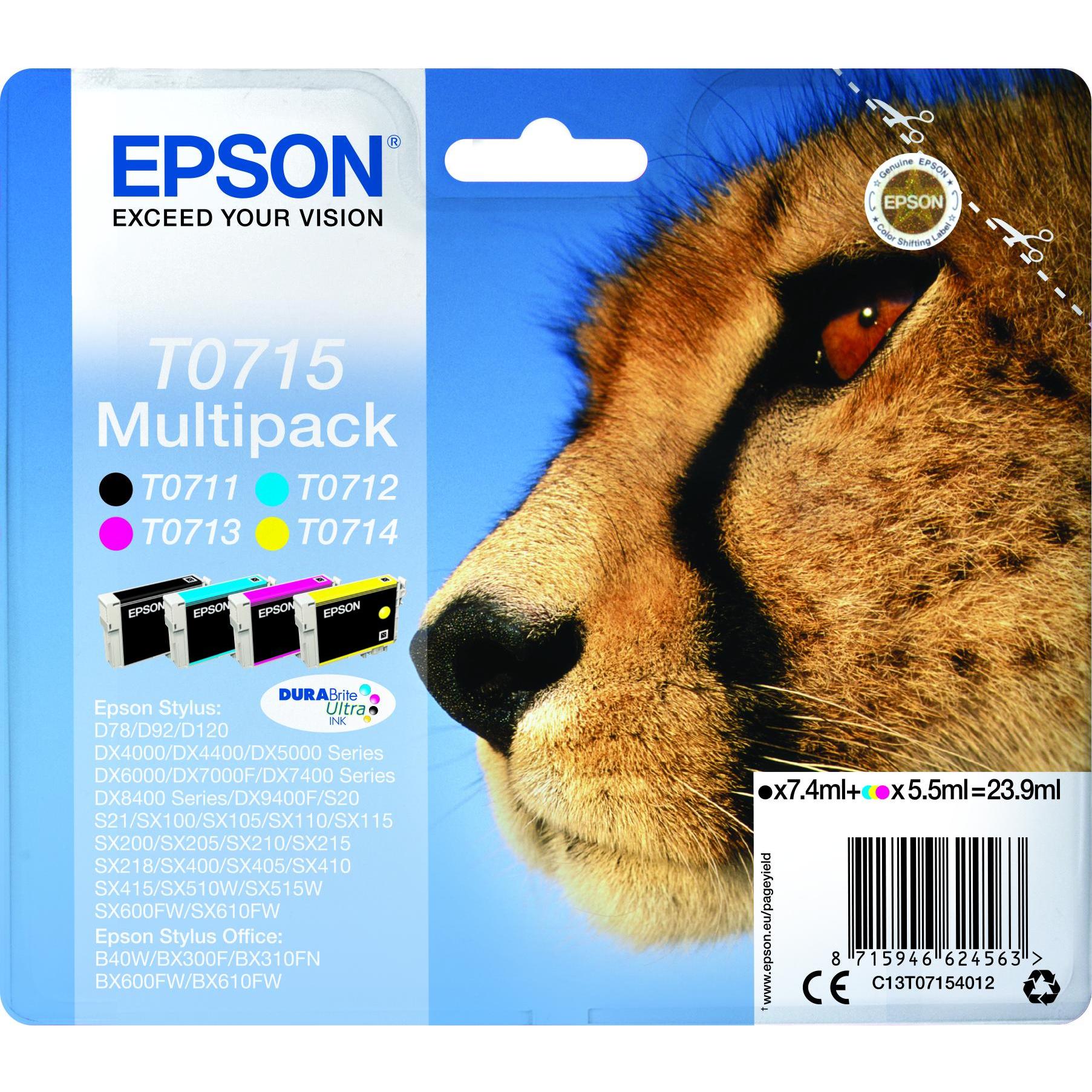 Epson, Druckerpatrone, T0715 DuraBrite Ultra (M, BK, Y, C)