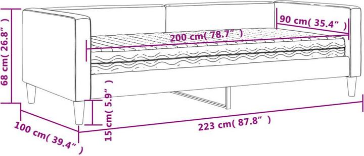 Produktbild vidaXL Tagesbett mit Matratze (90 x 200 cm)