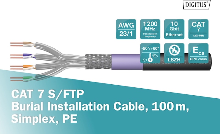 Productafbeelding Digitus Netwerkkabel CAT 7 S/FTP 4 x (S/FTP, CAT7, 100 m)