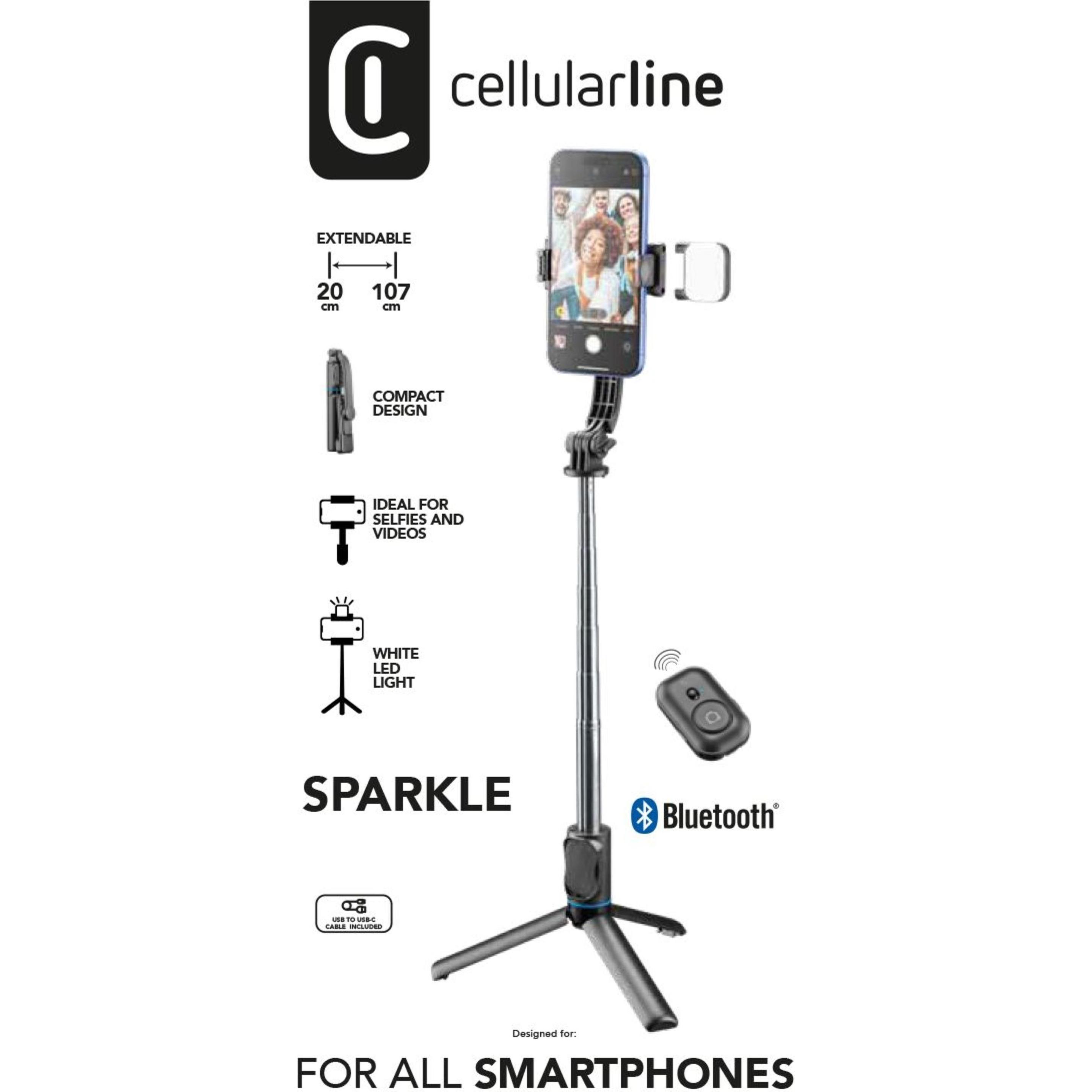 Thumbnail - Cellularline Sparkle - Universal, Selfie Stick, Schwarz