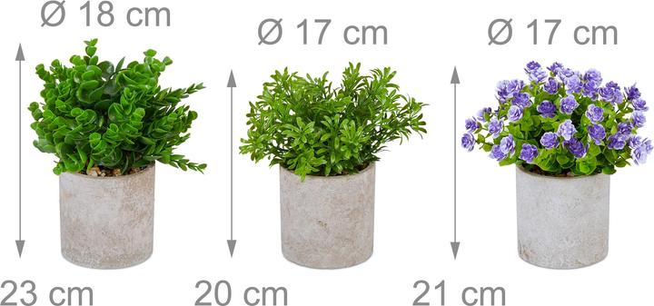 Image du produit Relaxdays 3x plante artificielle (23 cm)