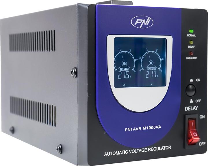 Image du produit PNI Stabilisateur de tension avec relais AVR M1000VA, 2,7A, 600W, 1000VA (1000 VA, 600 W, ASI line-interactive)