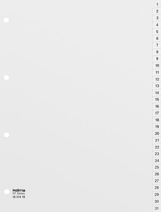 Actual product image Kolma Index A4 strong 1-31 31-piece white