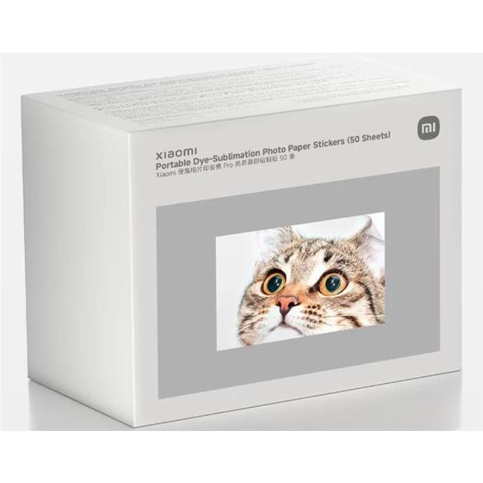 Xiaomi Portable Dye-Sublimation Photo Paper 50 Sheets Stickers (50 x), Carta fotografica, Bianco