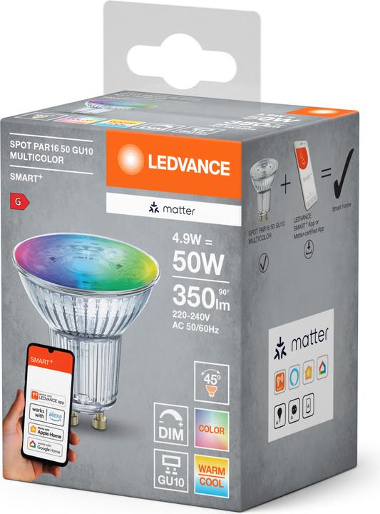 Immagine prodotto Ledvance SMART+ MATTER SPOT GU10 MULTICOLOR 4.9W 827...865 Multicolore GU10 (GU10, 4.90 W, 350 lm, 4 x, F)