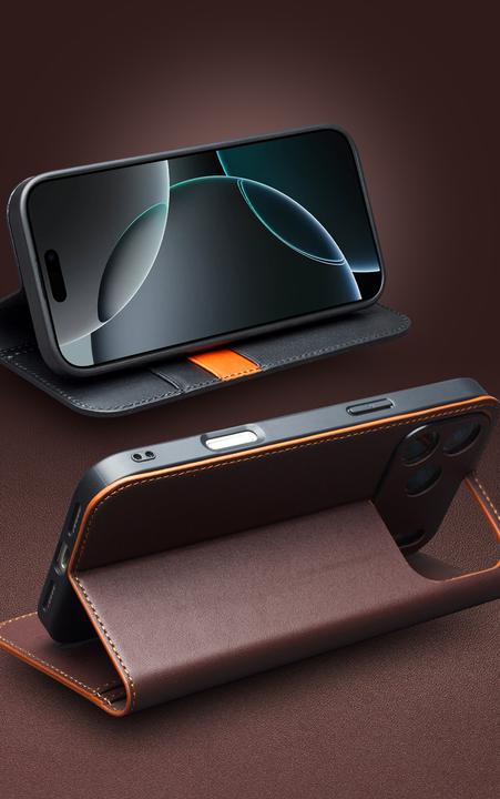 Image du produit QiAlino Fourre Flip Matt Wallet cuir véritable (Apple iPhone 17 Pro)