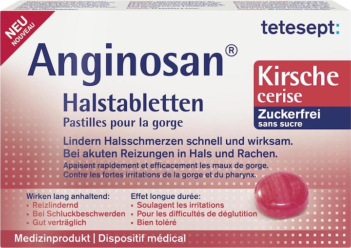 Produktbild Tetesept Anginosan Halstabletten Kirsche 20 Lutschtabletten (1 Stück)