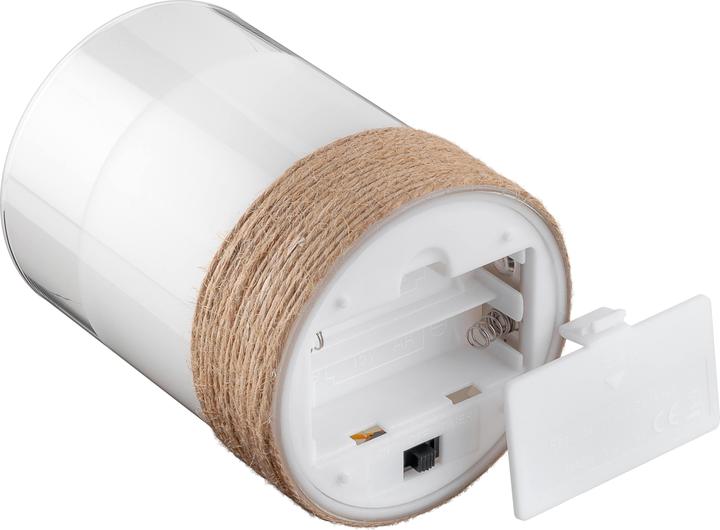 Actual product image Goobay 3er-Set LED-Echtwachs-Kerzen im Glas, weiss, mit Hanf umwickelt (3 x)