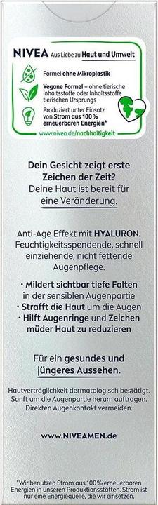 Actual product image NIVEA MEN Men Hyaluron Anti-Age Eye Cream (Eye Care Cream, 15 ml, Day + Night)