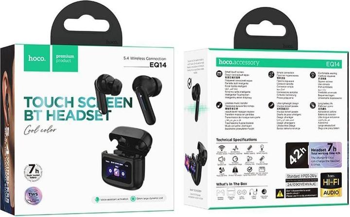 Immagine prodotto Hoco Wireless headphones wireless earphones bluetooth with touch screen TWS EQ14 black (7 h, Senza fili)