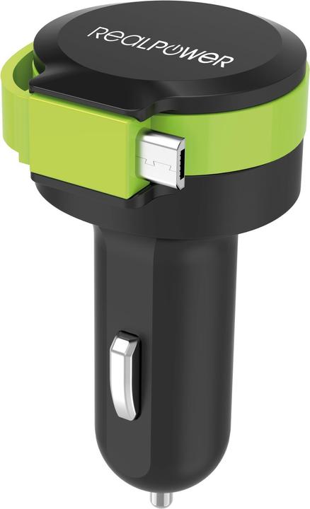 Produktbild RealPower Car Charger M integrated MicroUSB Cable+ 1x USB