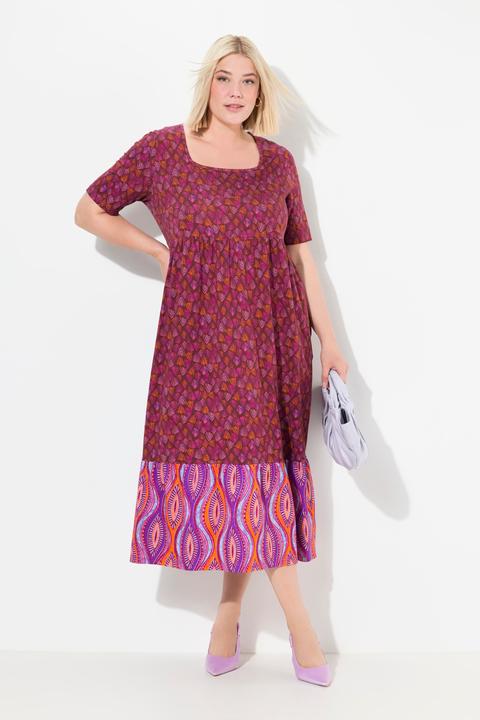 Produktbild Ulla Popken Jerseykleid, Mustermix, Carree-Ausschnitt, Halbarm (58)