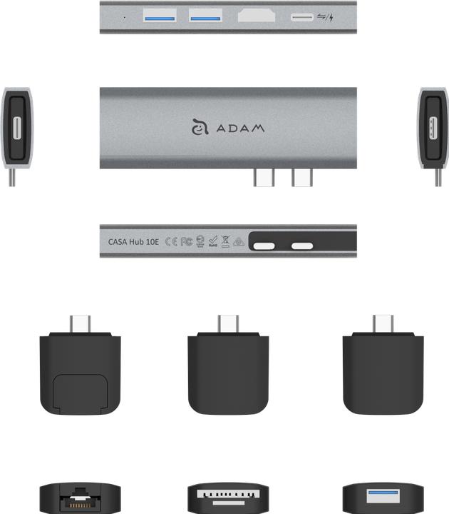 Produktbild Adam Elements CASA HUB 10E | Grau | 10 Port USB-C/Thunderbolt Hub (USB-C, 10 Ports)