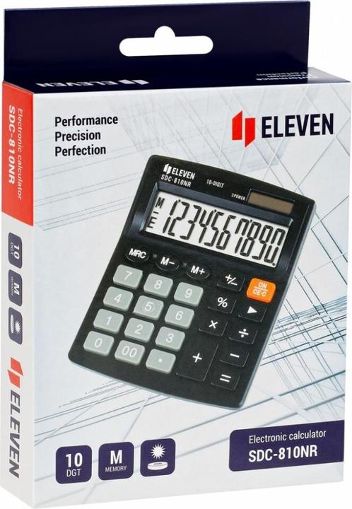 Actual product image Eleven kalkulator biurowy SDC810NR 10-cyfrowy wyświetlacz podwójnie zasilany (bateria oraz bateria (Solar cells, Batteries)