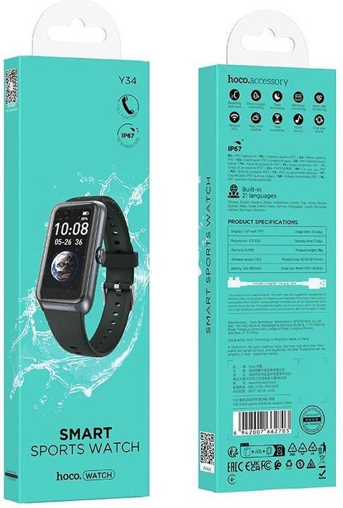 Actual product image Hoco Tablet accessories Smartwatch 1,47" IP67 with call function Y34 black