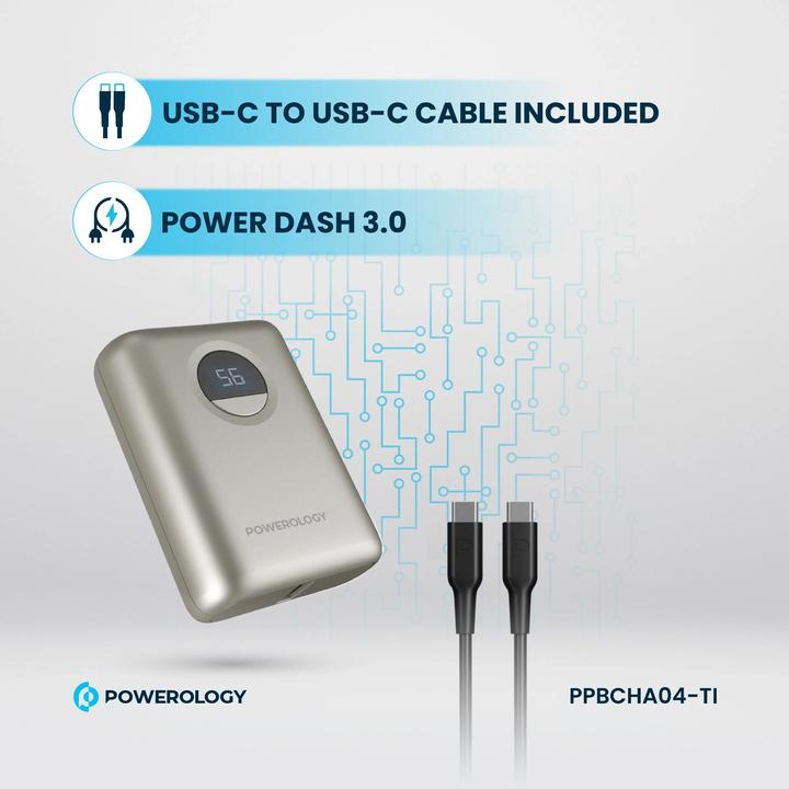 Image du produit Powerology Banque de puissance ultra-compacte 10000mAh PD 20W (10000 mAh, 20 W)
