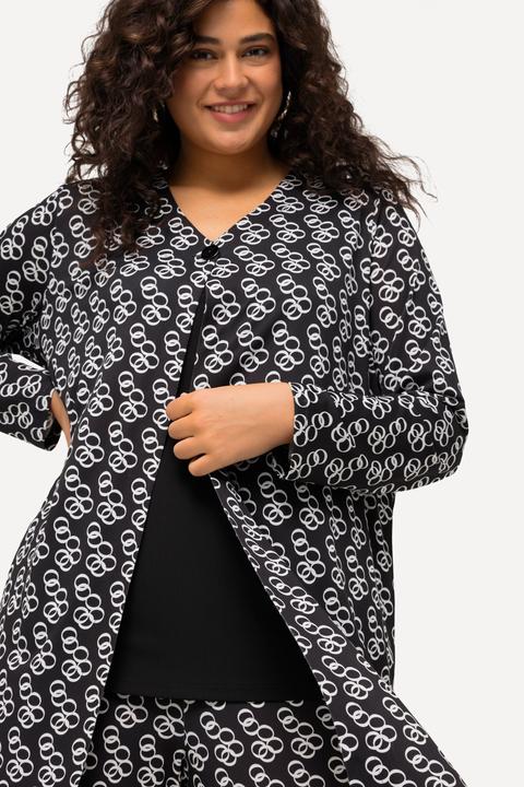 Immagine prodotto Ulla Popken Giacca di jersey dal taglio svasato con righe e scollo a V (50, 52)