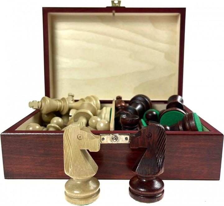 Actual product image Holzecke Chess Case Brown With Chess Pieces No. 6