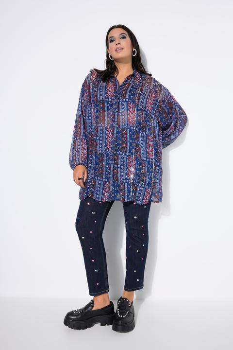 Produktbild Studio Untold Chiffon-Bluse, Loose Shape, Patchprint, Ballon-Langarm (58, 60)