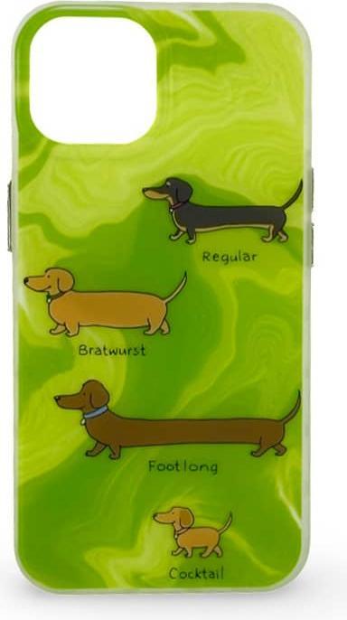Produktbild RPD iPhone 13/14 - Verschiedene Dachshunde mit grünem Hintergrund (Apple iPhone 13, Apple iPhone 14, Apple iPhone 14 Pro)