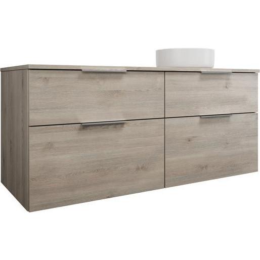 burgbad, Badmöbelset, Eqio Keramik-Aufsatzwaschtisch rechts, rund, inklusive Waschtischunterschrank, Breite 1400m