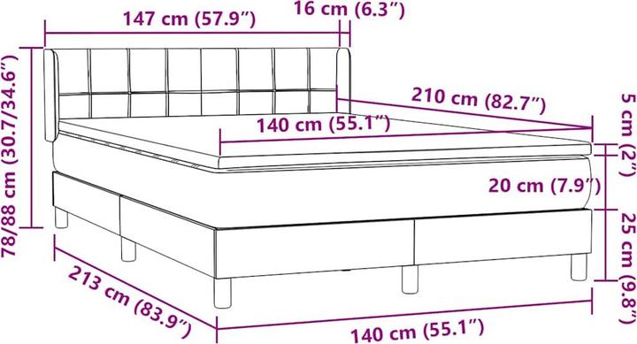 Immagine prodotto vidaXL Boxspringbett (140 x 210 cm)