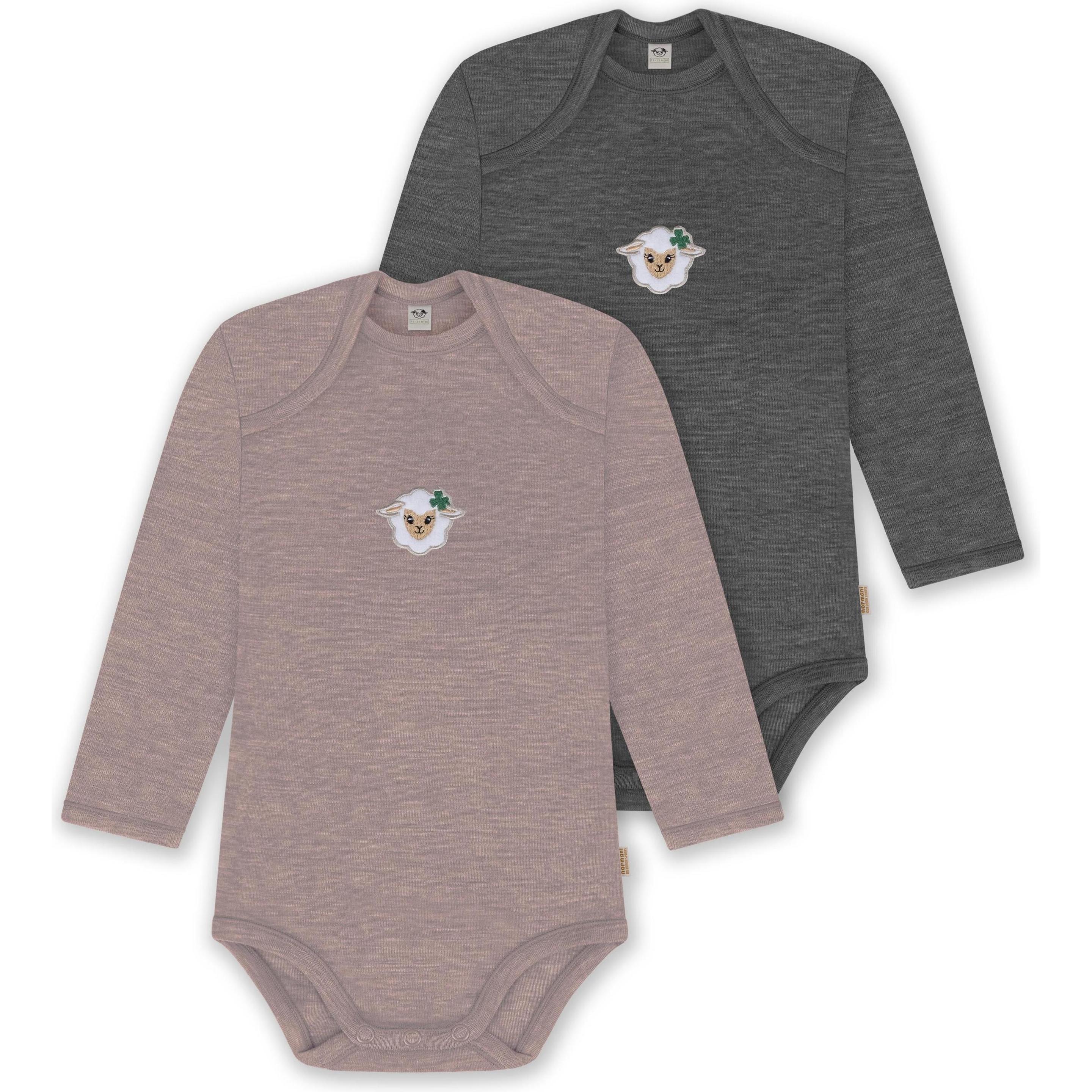 Normani, Herren, Body, 2er Pack Baby Merino Body Langarm „Auckland" - 9381, Rosa, (86)