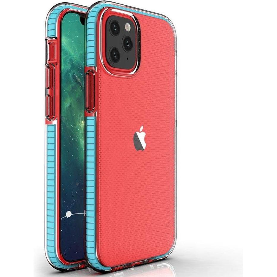Hurtel Spring Case clear TPU gel protective cover with colorful frame for iPhone 13 mini light blue (Apple iPhone 13 min...