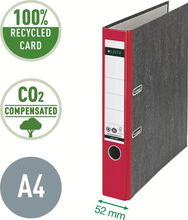 Produktbild Leitz STANDARD-ORDNER A4 52MM Mit Schlitzen, für Format DIN A4, Pappe (RC), Rckenbreite 52mm. (A4, 52 mm, 1 Stück)