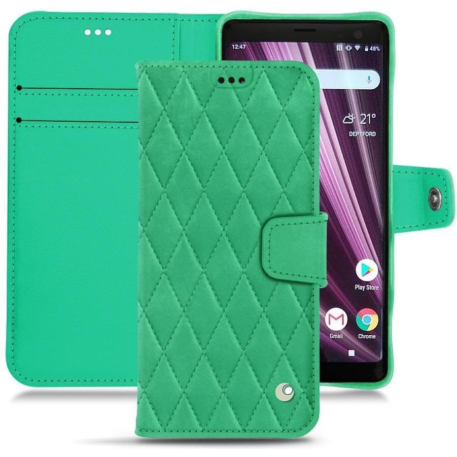 Noreve Lederschutzhülle Wallet (Sony Xperia XZ3), Smartphone Hülle, Grün