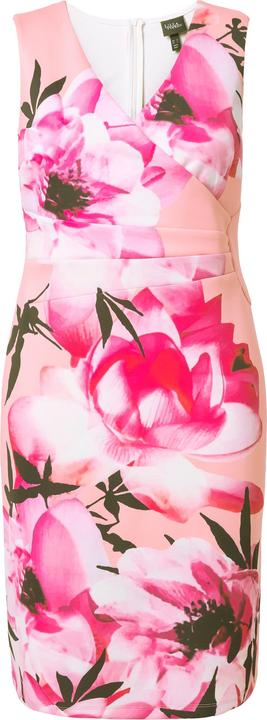 Image du produit Ulla Popken Robe sans manches en tissu scuba. Motif à fleurs et drapé (50)