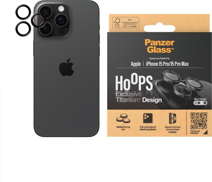 Produktbild PanzerGlass Hoops Camera Lens Protector (1 Stück, Apple iPhone 15 Pro Max, Apple iPhone 15 Pro)
