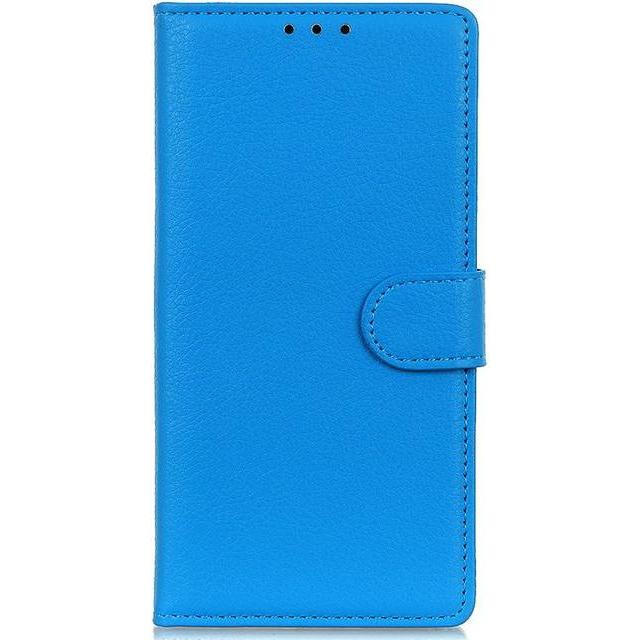 MU Classic Litchi Leder Bookcover Series (OnePlus 9RT 5G), Smartphone Hülle, Blau