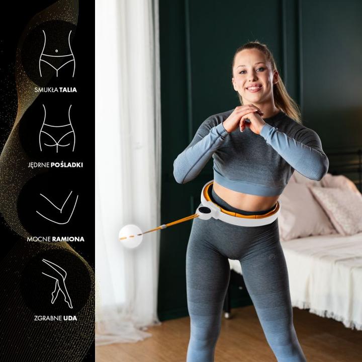 Image du produit HMS Hhm21 Hula Hoop Blanc/Orange Avec Aimants Tpe Patte Et Poids + Compteur (90 cm, 800 g)