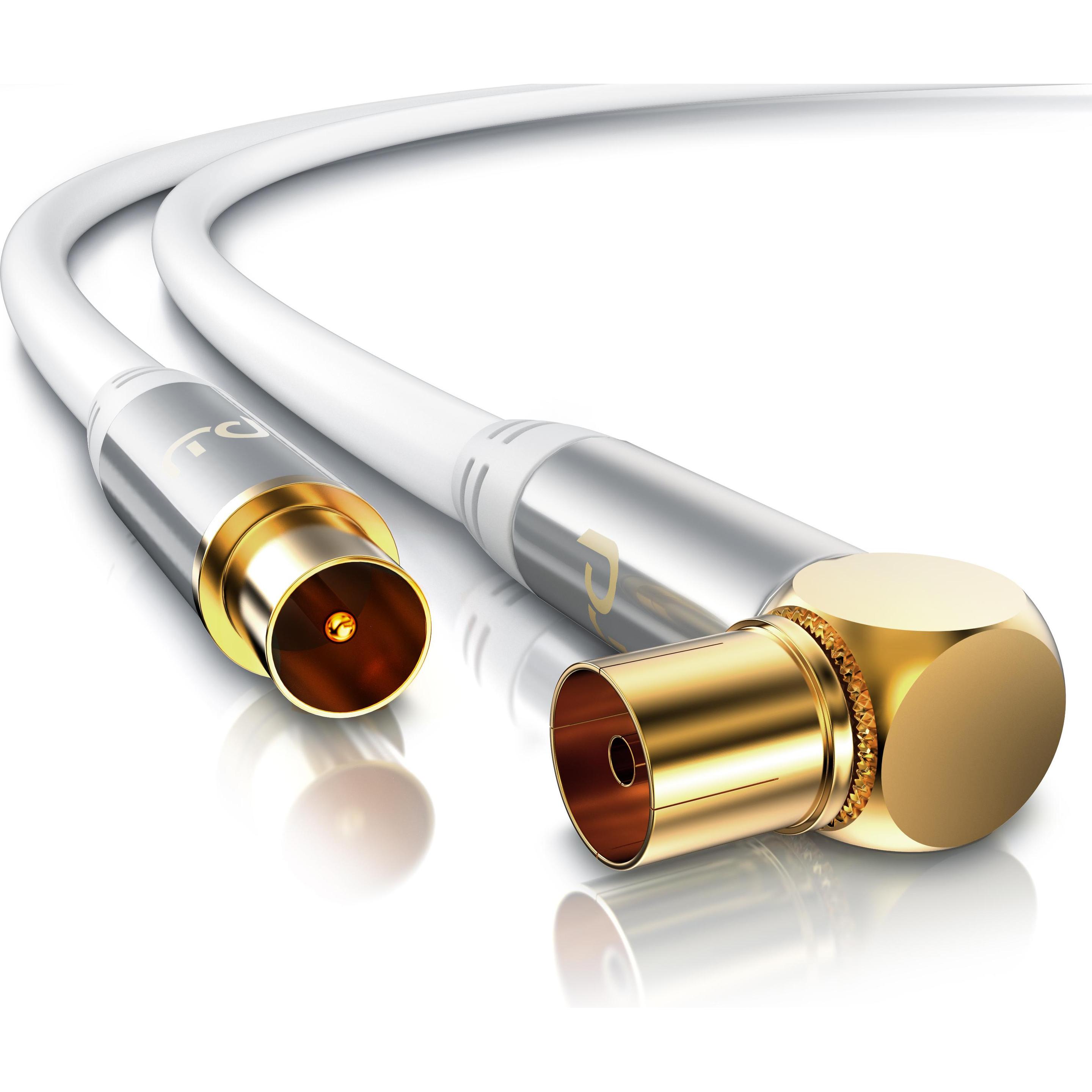 Thumbnail - Primewire Antennenkabel gewinkelt, Koaxialkabel 75 Ohm HDTV, Radio, DVB-T DVB-T2 DVB-S2 TV Antennen Kabel (135 dB, Anten...