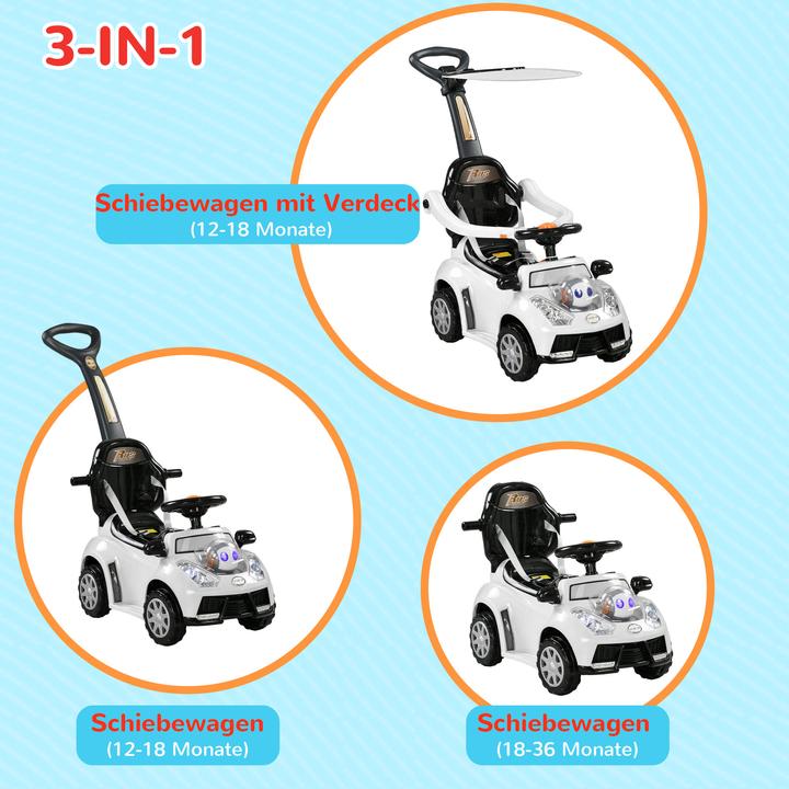 Actual product image Aiyaplay Baby-Schiebeauto Kunststoff, Metall Weiss+Schwarz