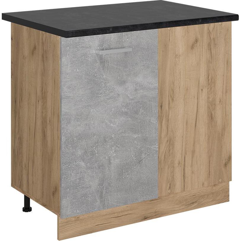 Vicco, Regal, Eckunterschrank R-Line, Beton/Goldkraft Eiche, 86 cm, AP Anthrazit